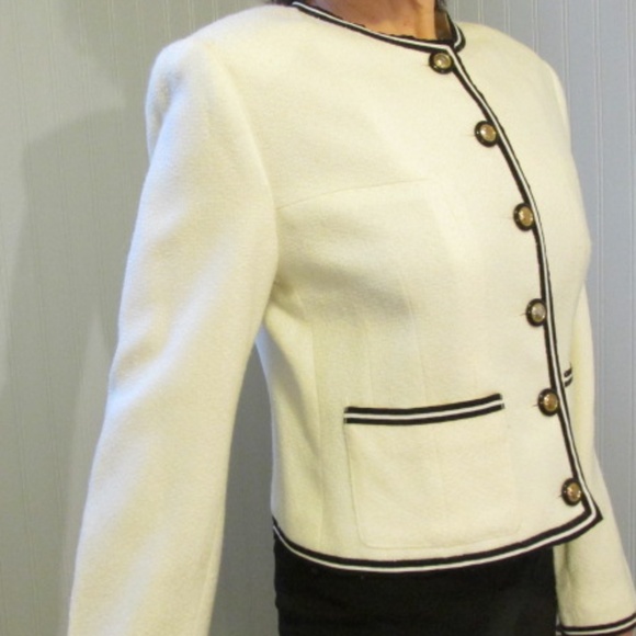 Ivory Boucle Jacket, Chanel-style, Size 8 - Picture 1 of 7
